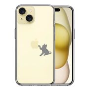 iPhone 15 Plus 側面ソフト 背面ハード ハイブリッド クリア ケース にゃんこ ねこ どら猫 リンゴきになる