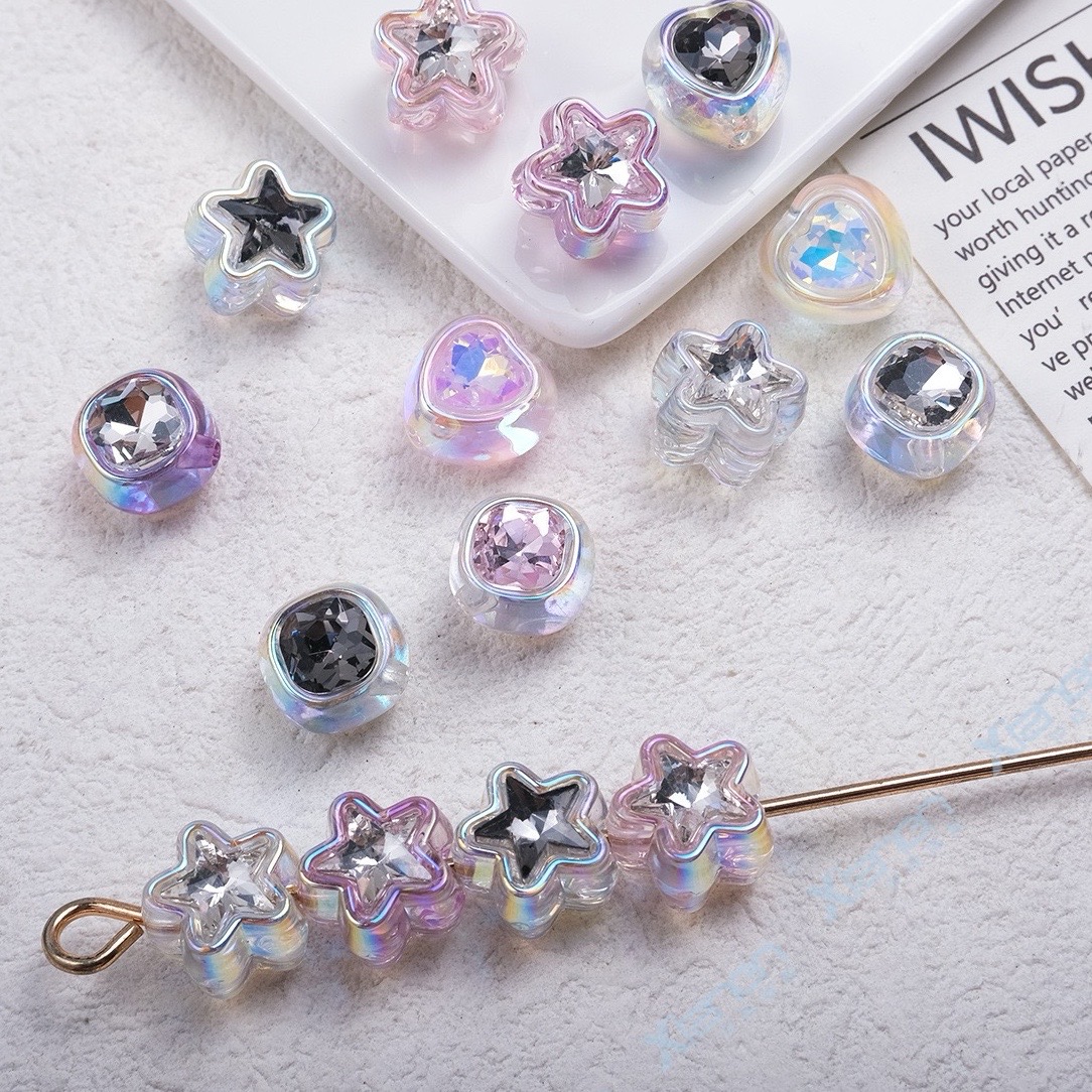 アクリルビーズパーツ　穴あり　手芸DIY アクセサリー材料　チェーンパーツ　カスタムボールペン対応