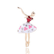 2色 バレエブローチ レディース バレエ少女 コサージュ   赤 紫 バレエアクセサリピン  ballet-14