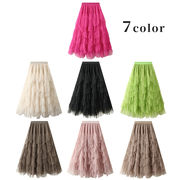 ★全7色★　レディースロングスカート　可愛いシフォンティアードスカート　韓国ファッション