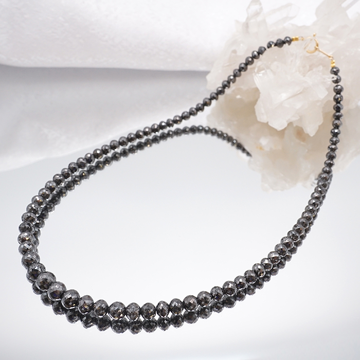 一点物】 ブラックダイヤモンドネックレス K18NC 102ct ミラーカット 