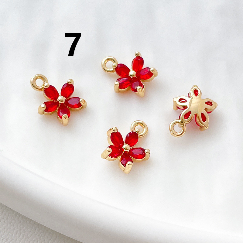 ストーン付チャーム アクセサリーパーツ 花チャーム フラワー