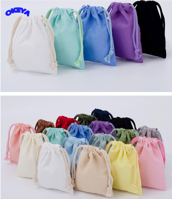 巾着袋 ラッピング ジュエリーポーチ コットン製 無地 ファション 17色
