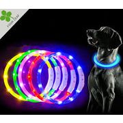 犬 首輪 PVC 光ファイバ LED USB充電 犬用品 ドッグウェア 散歩 ロス防止