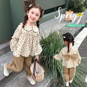 2024新作 韓国風子供服 キッズ 女の子 長袖トップス+ズボン セット 2点セット90-140cm