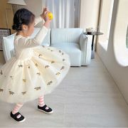 ★Girls★　子供ワンピース　90~150cm　チェリーチュールスカート　子供服　韓国キッズファッション