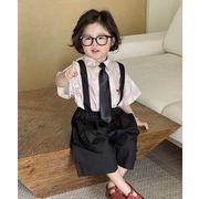 2024 INS 夏新作  韓国風子供服    トップス  ストライプ シャツ  or サロペット   オーバーオール