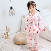 パジャマ キッズ 子供服 女の子 冬 ルームウェア 厚手 いちご柄 パジャマ モコモコ 可愛い 長袖