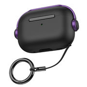 Airpodsケース セキュアロック付き 保護ケースカバー クリーニングキット付き Apple Airpods ブラック紫