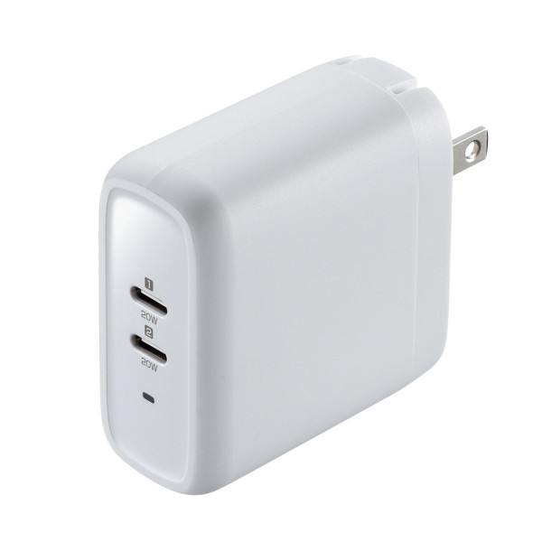USB PD対応AC充電器【PD20W×2ポート】