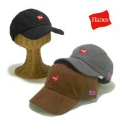 　Hanesロゴ刺繍エコスエードローキャップ　ヤング帽子