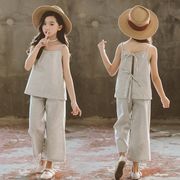 子供服 ２点セット カジュアル ナチュラル キャミソール+ズボン ストライプ ノースリーブ