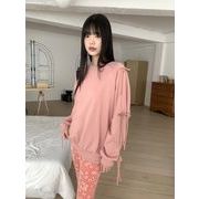 【韓国ファッション】2024年春新作　リボン　デザイン　スウェット　トップス