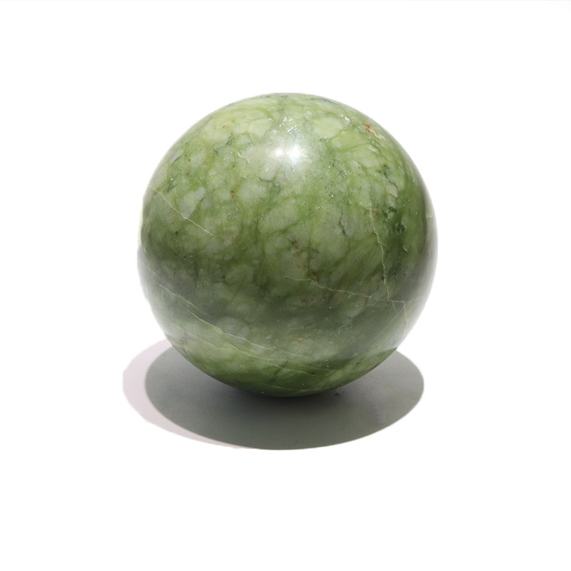 置物 丸玉 岫岩玉 約8〜9cm 中国産 ヒーリング リラックス 厄除け