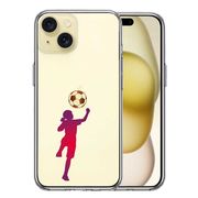 iPhone15 側面ソフト 背面ハード ハイブリッド クリア ケース サッカー ヘディング 女子