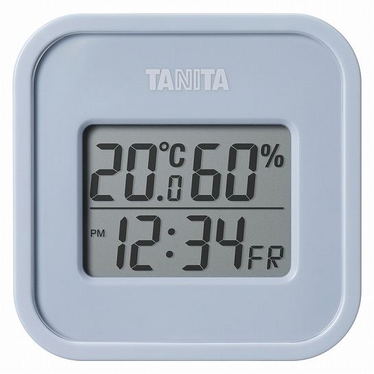 タニタ デジタル温湿度計（小型） TT-588-BL ブルーグレー
