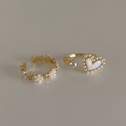 フリーサイズの指輪   韓国ファッション     真珠の指輪  ハート型のリング  大人気
