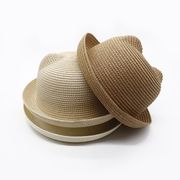 3色 かわいい猫耳 帽子 韓国ファッション 子供 日焼け止め帽子 ビーチハット  麦わら帽子