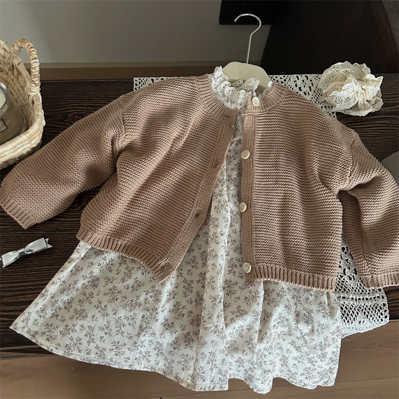 韓国風子供服 ベビー服 女の子 上着をセーター  ニット+ワンピース 分けて販売 80-130cm