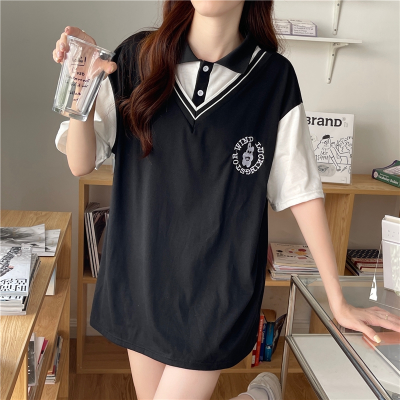 【予約222729】大きいサイズ春夏新作 韓国 レディース ファッション 刺繍 Tシャツ ワンピース  LL-4L
