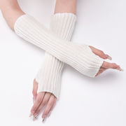 秋と冬 ウールの手袋 女性の長い腕の袖 ニット 韓国ファッション 暖かい 指なし手袋