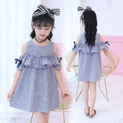 子供服 女の子のドレス 夏の新作 ファッション カジュアル 韓国の人気のストライプのドレス