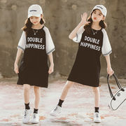 ガールズドレス 夏のニュースタイル 韓国のスカート ルーズ 半袖 Tシャツドレス