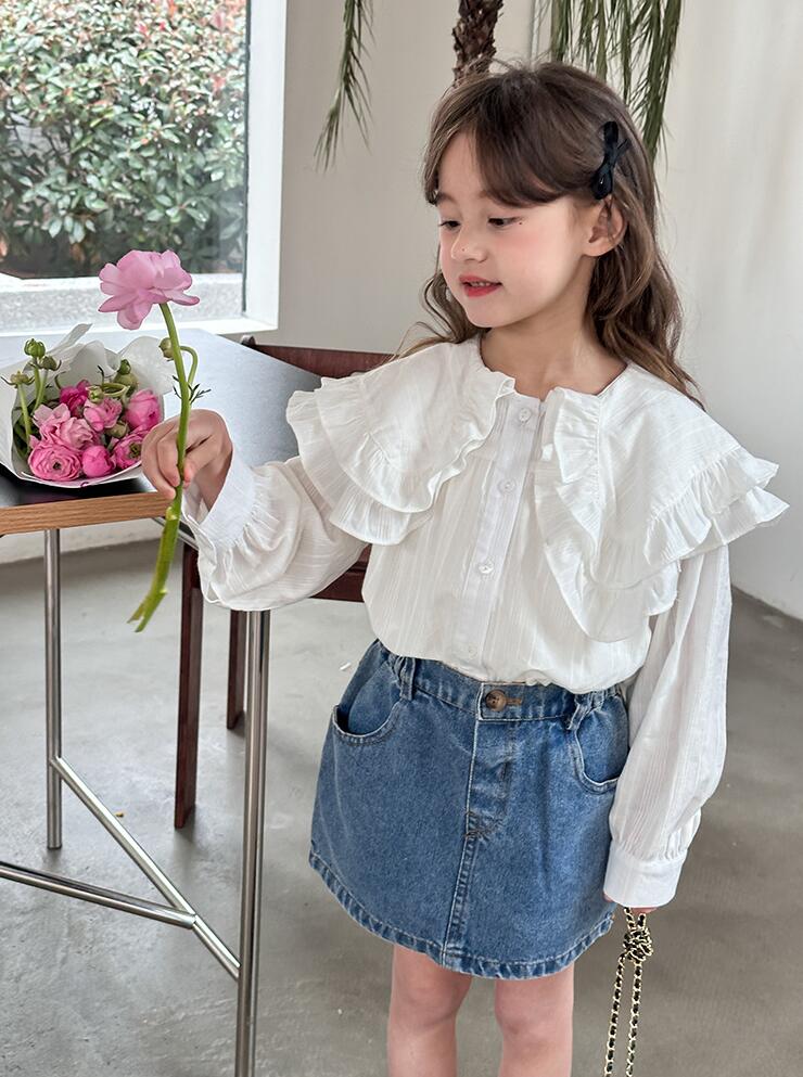 2024春新品　キッズ　トップス　長袖　シャツ　デニムスカート　分けて販売　90-150