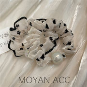 水玉模様、花、真珠のヘアタイ、オールマッチのヘアロープ、韓国で人気のヘアアクセサリー