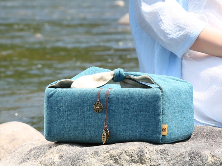 アウトドアツーリング用のティーバッグ 収納布包み綿麻厚手ガード手提げティーバッグ 6色