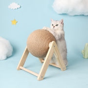 猫のスクラッチボード、猫のおもちゃ、木製の猫のスクラッチボール、爪、サイザル麻、ペット用品