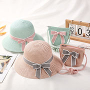 夏の女の子の日よけ帽、赤ちゃんの女の子の日よけ帽、折りたたみ式、ビーチ帽子、屋外帽子バッグセット