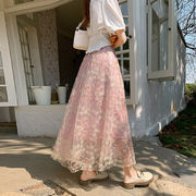 ロングスカート　花柄チュールスカート　レディース　INS　韓国ファッション　春夏　5colors