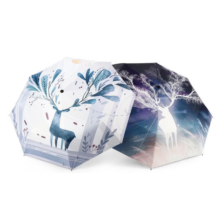 2色日傘折りたたみ遮光uvカットおしゃれ折りたたみ傘鹿柄軽量晴雨兼用日傘レディース