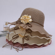 4色 夏の薄い帽子 通気性のある麦わら帽子 韓国のファッションの女性の帽子