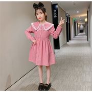 子供服 ワンピース 160 150 韓国子供服 キッズ 女の子 長袖ワンピース チェック柄 春服 子供ドレス