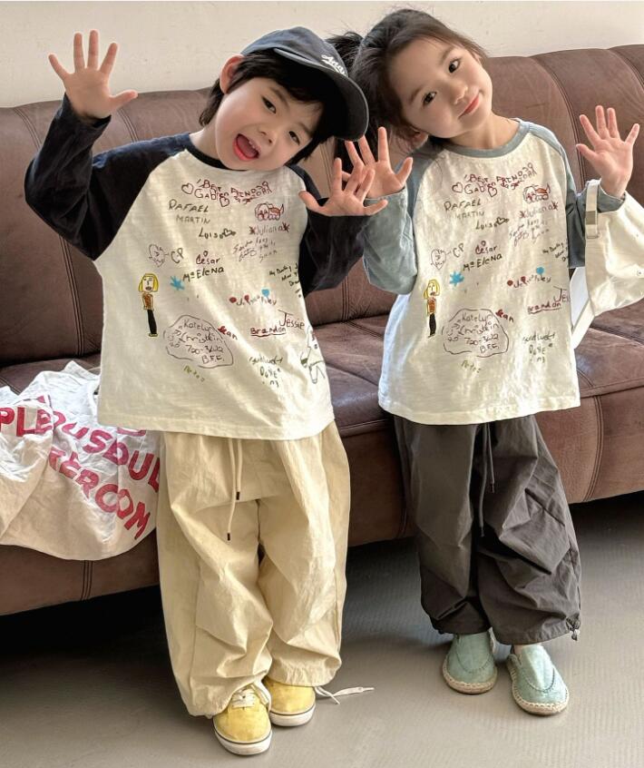 【2024夏新作】韓国風 子供服 ベビー服 キッズ ins プリント Tシャツ 2色