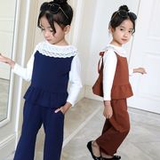 韓国こども服 フォーマル トップス パンツ ベスト 上下セット セットアップ 長袖 女の子 セット 子ども