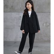 スーツ キッズ 女の子 フォーマル 子供服 スーツセット コート+パンツ 韓国子供服 上下セット 受験用
