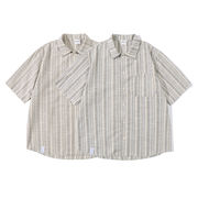 E17411 メンズ 男 半袖 ワイシャツ トッブス 2024春夏新作 韓国風 カジュアル ストライプ 短袖