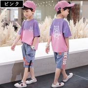 韓国子供服 セットアップ tシャツ 半ズボン デニムズボン ジーンズ 男の子 カジュアル 夏 半袖
