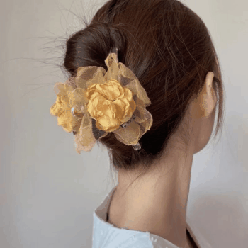 春夏新品 レディース 超人気の髪飾り ヘアクリップ フラワー 造花 カメリア アクリル バンスクリップ