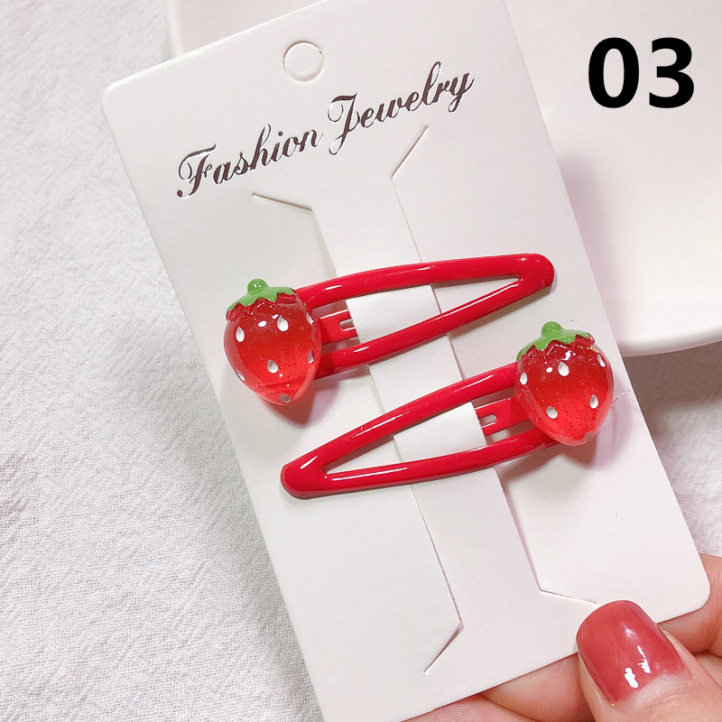 2個セット いちごヘアクリップ イチゴ髪留め かわいい ヘアピン