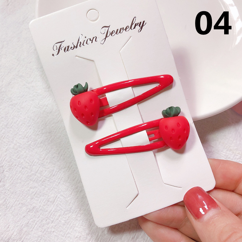 2個セット いちごヘアクリップ イチゴ髪留め かわいい ヘアピン 子供用