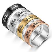 4色 ステンレス鋼 指輪 回転可能 ストレス解消 指輪 可愛い 猫 指輪 アクセサリー