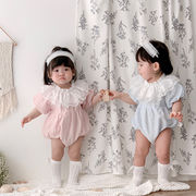 2024夏新作  ベビー服 韓国風子供服  女の子 半袖 連体服 2色  66cm-90cm