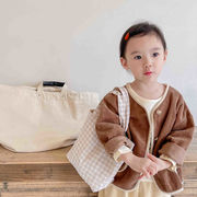 2024年の新しい子供の秋の服、子供の韓国の秋のコーデュロイジャケット、女の子と男の子の秋の服
