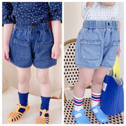 2024新作ガールズパンツ、子供のジーンズ、ガールズデニムショートパンツ、韓国風子供服
