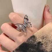 ファッション雑貨   蝶の指輪    蝶雑貨 インク風リング  フリーサイズのリング    インク風蝶