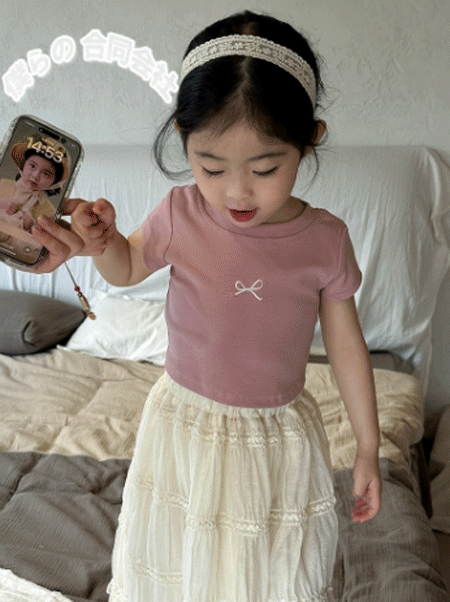 2024年夏新作　韓国子供服　キッズ服　トップス　半袖  Tシャツ　可愛い　刺繍　90-150CM　3色展開　